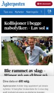 How agderposten.no looks like on a mobile device such as an iPhone.