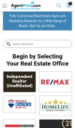 How agentprint.com looks like on a mobile device such as an iPhone.