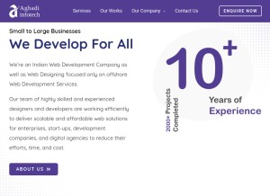 How aghadiinfotech.com looks like on a tablet such as an iPad.
