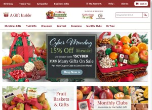 How agiftinside.com looks like on a tablet such as an iPad.