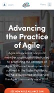 How agilealliance.org looks like on a mobile device such as an iPhone.