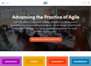 How agilealliance.org looks like on a tablet such as an iPad.