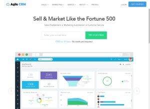 How agilecrm.com looks like on a tablet such as an iPad.