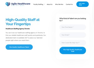 How agilehealthcare.ca looks like on a tablet such as an iPad.
