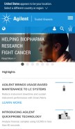 How agilent.com looks like on a mobile device such as an iPhone.
