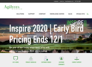 How agilysys.com looks like on a tablet such as an iPad.
