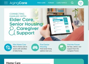 How agingcare.com looks like on a tablet such as an iPad.