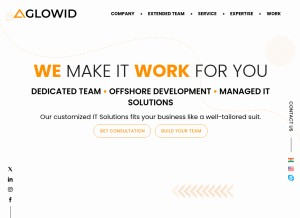 How aglowiditsolutions.com looks like on a tablet such as an iPad.