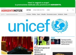 How agrigentonotizie.it looks like on a tablet such as an iPad.