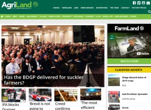 How agriland.ie looks like on a tablet such as an iPad.