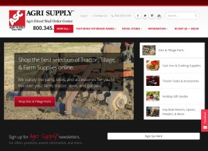 How agrisupply.com looks like on a tablet such as an iPad.