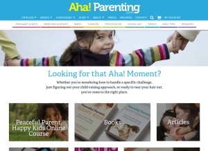 How ahaparenting.com looks like on a tablet such as an iPad.