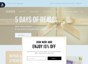 How ahava.com looks like on a tablet such as an iPad.