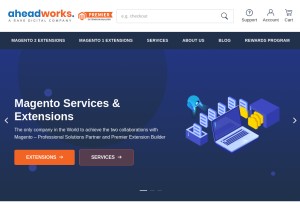 How aheadworks.com looks like on a tablet such as an iPad.