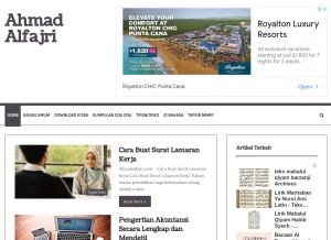 How ahmadalfajri.com looks like on a tablet such as an iPad.