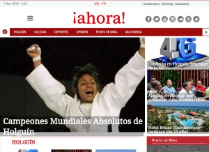 How ahora.cu looks like on a tablet such as an iPad.