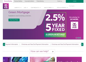 How aib.ie looks like on a tablet such as an iPad.