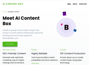 How aicontentbox.com looks like on a tablet such as an iPad.