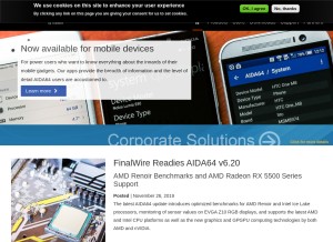 How aida64.com looks like on a tablet such as an iPad.