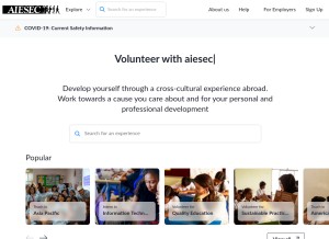 How aiesec.org looks like on a tablet such as an iPad.