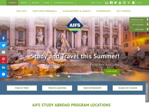 How aifsabroad.com looks like on a tablet such as an iPad.