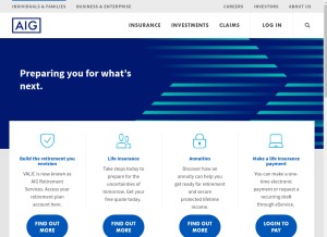 How aig.com looks like on a tablet such as an iPad.