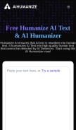 How aihumanize.io looks like on a mobile device such as an iPhone.