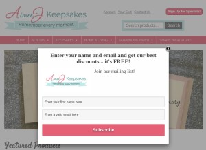 How aimeej.com looks like on a tablet such as an iPad.