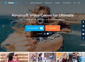 How aimersoft.com looks like on a tablet such as an iPad.