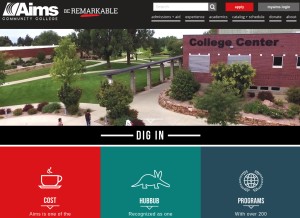 How aims.edu looks like on a tablet such as an iPad.