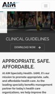 How aimspecialtyhealth.com looks like on a mobile device such as an iPhone.