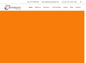 How aimstormsolutions.com looks like on a tablet such as an iPad.