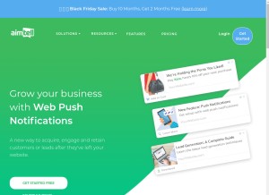 How aimtell.com looks like on a tablet such as an iPad.
