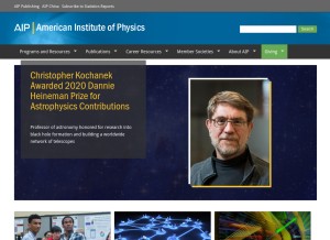 How aip.org looks like on a tablet such as an iPad.