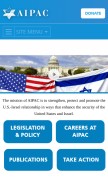How aipac.org looks like on a mobile device such as an iPhone.