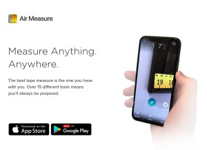How air-measure.com looks like on a tablet such as an iPad.