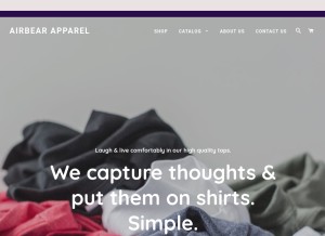 How airbearapparel.com looks like on a tablet such as an iPad.