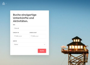 How airbnb.de looks like on a tablet such as an iPad.