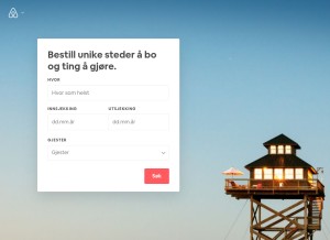 How airbnb.no looks like on a tablet such as an iPad.