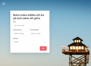 How airbnb.se looks like on a tablet such as an iPad.