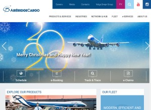 How airbridgecargo.com looks like on a tablet such as an iPad.