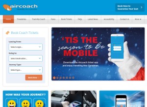 How aircoach.ie looks like on a tablet such as an iPad.