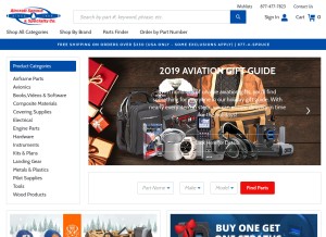 How aircraftspruce.com looks like on a tablet such as an iPad.
