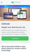 How airdroid.com looks like on a mobile device such as an iPhone.