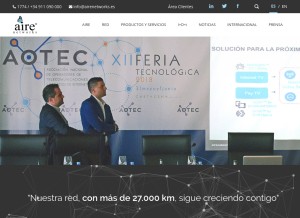How airenetworks.es looks like on a tablet such as an iPad.