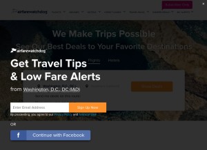 How airfarewatchdog.com looks like on a tablet such as an iPad.