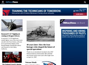 How airforcetimes.com looks like on a tablet such as an iPad.
