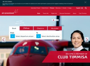 How airgreenland.com looks like on a tablet such as an iPad.