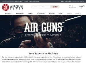 How airgundepot.com looks like on a tablet such as an iPad.