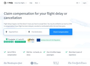 How airhelp.com looks like on a tablet such as an iPad.